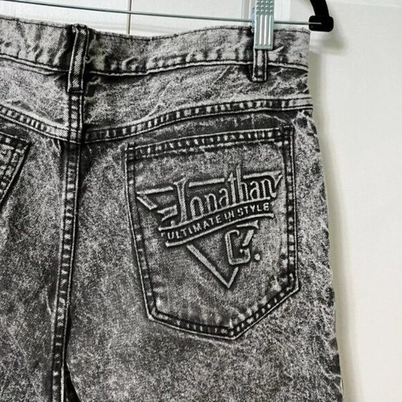 Vintage Jonathan G Black Acid Wash Jeans Embossed Logo Y2K 34 - Picture 3 of 6